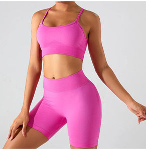 Conjunto de Shorts y Sujetador de Yoga para Mujer, Tallas Grandes, con Logotipo Personalizado al por Mayor, Poliéster y Spandex, Elástico en 4 Direcciones, Transpirable, Conjunto Deportivo de 2 Piezas - Product Image 4