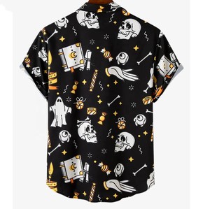 <b>Men's</b> Black Short Sleeve Printed Cartoon <b>Halloween</b> <b>TShirt</b> Regular Fit Casual Wear - Product Image 2