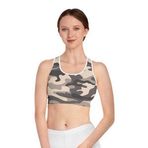 Soutien-gorge de sport camouflage haute qualité pour femme grande taille, avec boucle dorsale, pour gym et yoga, bretelles réglables, effet push-up, vêtements de sport pour femmes - Product Image 3