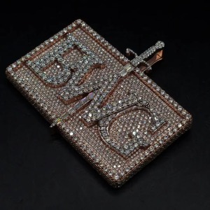 Colgante de Dos Tonos con Nombre Personalizado para Hombre, Estilo Hip Hop, Plata 925 de Alta Calidad, con Diamantes de Imitación Moissanite, Marca Rapper Bust Down - Product Image 1