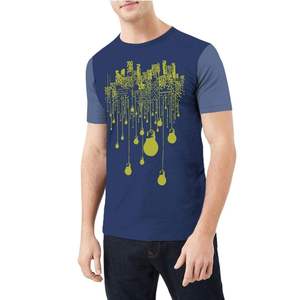 T-shirt en coton pour homme de qualité supérieure OEM, manches courtes, imprimé avec une ampoule de ville, vêtement décontracté, col rond, coupe régulière - Product Image 1
