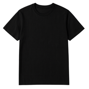 เสื้อยืดคอกลมแขนสั้นสีดำสำหรับผู้ชาย ทรงปกติ ผ้าเจอร์ซีย์ถัก สีพื้น ดีไซน์เรียบง่าย - Product Image 4