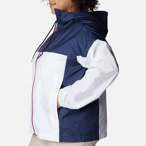 Veste coupe-vent imperméable à capuche pour femme, color block, légère, imperméable, grande taille, pour la randonnée en plein air, fermeture éclair - Product Image 5