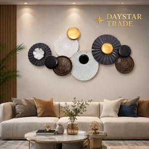 DAYSTAR TRADE Ensemble de sculptures murales géométriques rectangulaires en métal moderne, décoration abstraite pour le salon, lot multi-pièces - Product Image 1