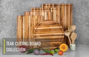 Colección de Tablas de Cortar de Teca/Acacia, Rectangulares y Redondas, Antiolor, Antibacterianas, Fáciles de Limpiar, Duraderas - Product Image 1
