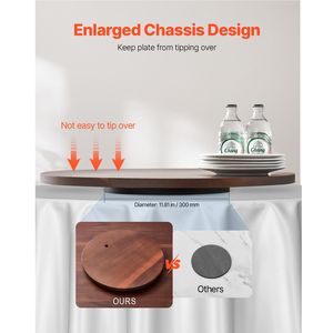 Bandeja Giratoria Lazy Susan de Madera de Acacia de 24 Pulgadas con Rotación de 360 Grados, Bandeja Giratoria Transparente para Mesa de Comedor, Muebles para Comedor - Product Image 5
