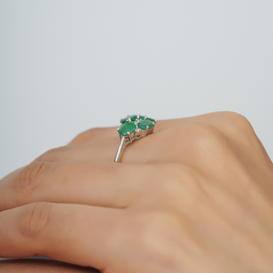 Hot Selling 925 Sterling <b>Silver</b> 100% Genuine Oval Shape <b>Emerald</b> & Round Diamond Fine Jewelry May Birthstone <b>Ring</b> Wholesale Price - Product Image 2