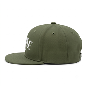 Casquette Snapback à visière plate vert olive avec logo brodé 3D personnalisé, 6 panneaux structurés en sergé de coton, style Hip Hop Streetwear, OEM - Product Image 3