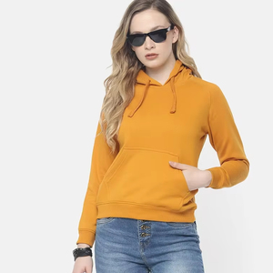 Sudadera con Capucha para Mujer, Color Sólido, Manga Larga, 100% Algodón Tejido, Transpirable, para Otoño, Largo Regular - Product Image 1
