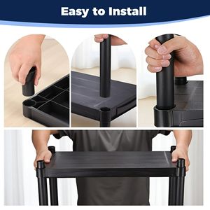 Étagère de rangement 4 niveaux en plastique, facile à assembler, étagère multi-usages - Product Image 4