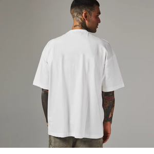 Custom Heavyweight Oversized Men's T-Shirt Drop Shoulder Blank Crewneck Tee Premium Thick Cotton <b>Plain</b> <b>White</b> <b>Tshirts</b> - Product Image 3