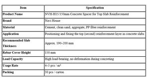 Espaciador NVH-H15/150mm para Refuerzo de Losa Superior con 5 Años de Garantía, Uso en Azulejos Interiores para Hoteles y Centros Comerciales - Product Image 4