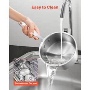Pentola in Acciaio Inox da 1,5 Litri con Vaporiera, Antiaderente, Multiuso, Coperchio in Vetro Ergonomico per Uso Domestico in Cucina - Product Image 2
