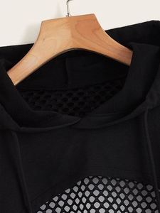 เสื้อฮู้ดดี้ลายพิมพ์ Super Crop Sports สไตล์สตรีทสำหรับฤดูใบไม้ร่วง ระบายอากาศได้ดี สวมใส่สบาย ทรงหลวม ไหล่ตก คอฮู้ดแบบโปร่งด้านหน้า - Product Image 5