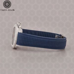 Charm_Jewells Reloj mecánico de acero inoxidable para hombre, caja de acero inoxidable azul, correa de acero inoxidable, botón pulsador, cierre oculto, analógico vintage, 40 mm - Product Image 4