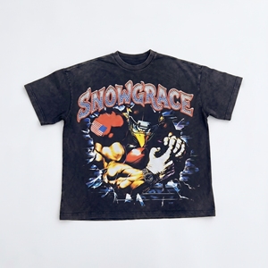 T-shirt pour homme Snowgrace à logo surdimensionné sur le devant, manches courtes, col rond, jersey de coton, polyester/coton, style streetwear - Product Image 1