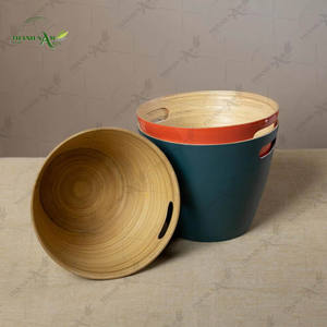Spun Bamboo Trash <b>Bin</b> Eco Friendly Handcrafted Bamboo <b>Waste</b> Basket for Home Hotel Bathroom Use - Product Image 6
