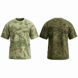 เสื้อยืดโอเวอร์ไซส์ลายพรางแบบเบาสบายสำหรับผู้ชาย แขนสั้น คอกลม สไตล์สตรีทแวร์ ดีไซน์ทำเก่า พรีเมียมคุณภาพใหม่ - Product Image 5