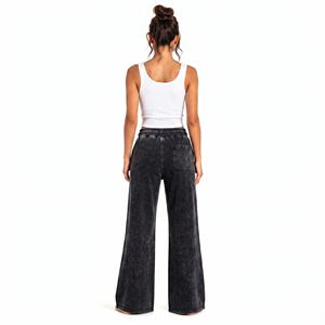 Women Oversized Acid Wash <b>Wide</b> <b>Leg</b> <b>Jogger</b> Pants High Waist Breathable Casual Streetwear Wholesale Manufacturer - Product Image 5