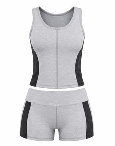 Women's Plus Size 2 Piece Yoga Set Racerback Sleeveless <b>Crop</b> <b>Top</b> Mid Waist Shorts Solid Color Spandex Sport Wear - Product Image 1