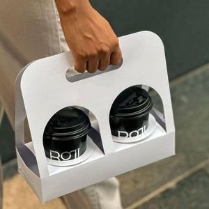 Porte-gobelets à café jetables personnalisés en papier kraft avec logo personnalisé, porte-gobelets à café ou thé à emporter - Product Image 1