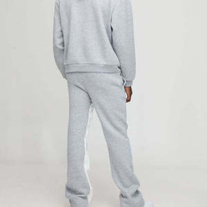 Ensemble sweat-shirt et pantalon de survêtement gris unisexe, mélange polyester/coton, tissu 360g, taille élastique, manches longues, vêtements décontractés d'hiver, 2 en 1 - Product Image 6