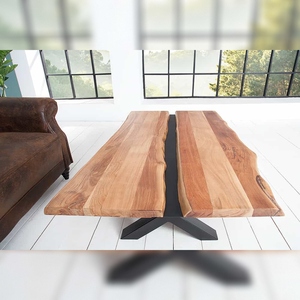Vandana <b>Vintage</b> Flow Wood Modern Eco-Friendly Durable <b>Coffee</b> <b>Table</b> AMAZONAS 105cm Acacia Black Metal X-frame Live Edge - Product Image 3
