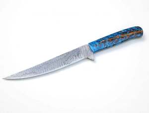 Cuchillo de Acero de Damasco Hecho a Mano con Mango de Resina de Piña Azul, Utensilio de Cocina - Product Image 2
