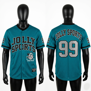 Mens Teal Polyester Mesh 180 GSM Baseball Jersey Custom Tackle Twill Stitched <b>Logo</b> 100% cotton T-shirt for men loose fit printed - Product Image 1