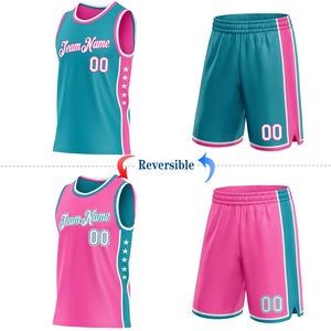 Uniforme de Baloncesto, Tela de Malla Transpirable de Primera Calidad, Jersey Deportivo con Nombre del Equipo 00, Camiseta sin Mangas Rosa Verde Azulado, Unisex - Product Image 4