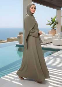 Abaya élégante en georgette et mousseline, vêtement musulman traditionnel, robe de prière islamique, tenue modeste de luxe, commandes en gros directes d'usine - Product Image 3