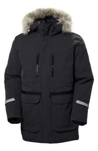 Veste parka d'hiver noire pour homme, doublure en fausse fourrure, coupe-vent, fermeture éclair, doudoune - Product Image 4
