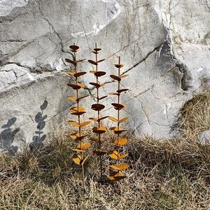 Piquet de jardin moderne rustique en métal, anneau et sphère, sculpture contemporaine pour pelouse, accent extérieur - Product Image 4