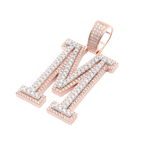 Pendentif lettre S plaqué or avec micro-pavé de strass en cristal rond, style hip-hop, unisexe, à porter au quotidien - Product Image 1