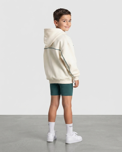 Ensemble de survêtement pour enfants garçons, blanc, coupe oversize, avec lignes contrastées, en molleton de coton (hoodie et pantalon de survêtement à jambes larges), Fabricant OEM & ODM - Product Image 4