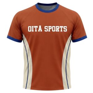 Camiseta de Netball Unisex Color Naranja Óxido y Blanco, Sublimada, de Poliéster Ligero, Cuello Redondo, Ropa Deportiva para Entrenamiento en Equipo - Product Image 1