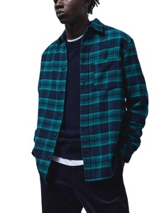 2024 tendencia de alta calidad 100% algodón franela personalizada OEM hombres manga larga botón camisa invierno ropa Casual estiramiento al por mayor - Product Image 1