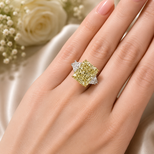 Trendy 925 Moissanite Diamond 4.5 Carat Trapezoid Cut Pave Yellow <b>Two</b> Tone Gold Plated Engagement <b>Ring</b> VVS Clarity Women's - Product Image 6