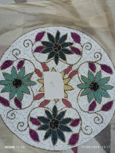 Salvamantel Ovalado de 15 Pulgadas Hecho a Mano con Cuentas, Técnica de Jacquard de Algodón Bordado, Antideslizante, Lavable y Ecológico para el Hogar - Product Image 3