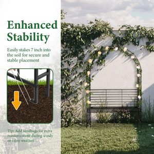 Panca da Giardino in Ferro Nero con Tetto ad Arco a Doppio Strato - Categoria Prodotti: Panche da Patio - Product Image 5