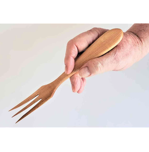 Cuchara y tenedor elegantes de madera natural para fiestas, comida, fideos y otros alimentos, a precio económico. - Product Image 1