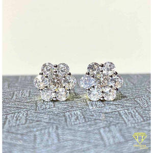 Pendientes de Diamantes de Moissanita Florales al por Mayor, Colección de Joyería Premium de Plata de Ley 925 para Mujer - Product Image 4