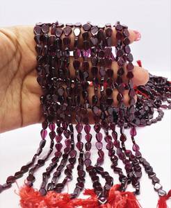 Perles lisses en grenat rhodolite naturel 5x8 MM, perles de pierre précieuse grenat rouge en forme de poire, 14 pouces, perles fantaisie en forme de poire en grenat rhodolite - Product Image 2