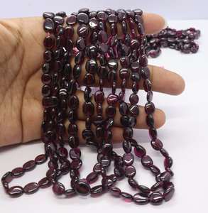 Cuentas ovaladas lisas de granate rodolita natural AAA, cuentas de granate ovaladas lisas de alta calidad para la fabricación de joyas. - Product Image 1