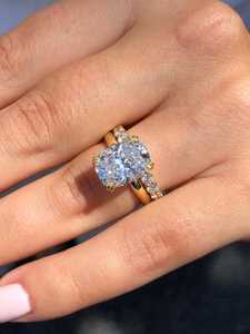 Custom Cushion Cut Lab Grown Diamond Bridal <b>Set</b> 14k <b>Gold</b> 4ct Hidden Halo Solitaire Engagement <b>Ring</b> Band Pair Women Classic <b>Rings</b> - Product Image 1