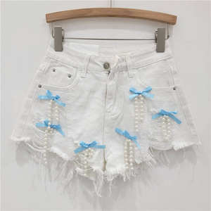 Nuevos Shorts de Mezclilla de Verano para Mujer, Estilo Vintage Dulce, con Lazo y Borlas, Estilo Coreano - Product Image 3