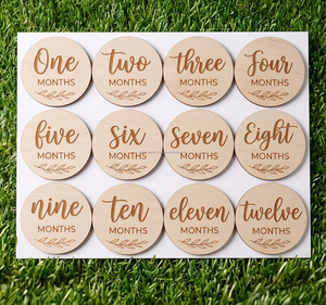 Billion Of Crafts Wooden Baby <b>Milestone</b> <b>Cards</b> Personalized Engraved Monthly Growth Tracker For Newborn Photography Keepsake Set - Product Image 3