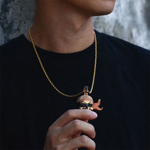 Pendentif Breloque Or Zircon Taille Brillant Certifié IGI Style Hip-Hop Bijoux Unisexe Multi-Plaqué Perle d'Eau Douce Personnalisé Pirate - Product Image 5