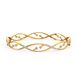 <b>Infinity</b> Twist Gold Bangle with Bezel Set Round Lab Grown Diamonds - Product Image 3