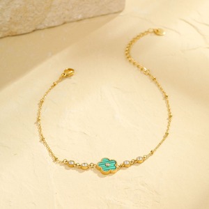 สร้อยข้อเท้ารูปหัวใจประดับเพทายหรูหรา ชุบทอง 18K PVD บนสแตนเลสสตีล ของขวัญสุดอินเทรนด์ - Product Image 1